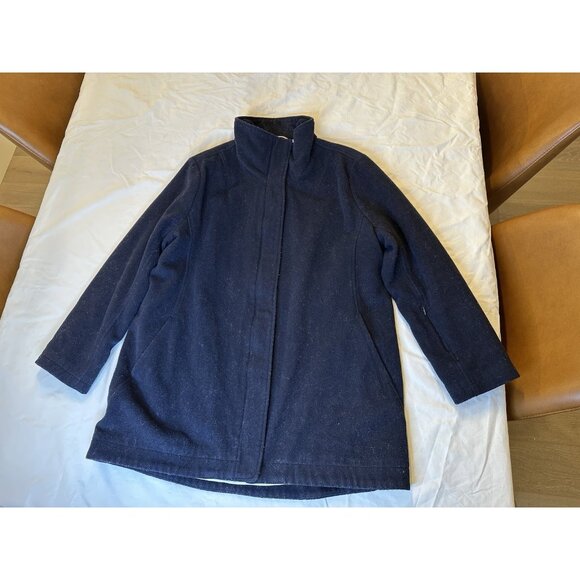 Pendleton Campbell Wool Coat Women's L Navy Blue Hudson Bay Stripe Jacket - Picture 3 of 11